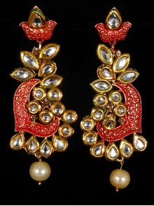 Kundan Earrings with Meenakari Work